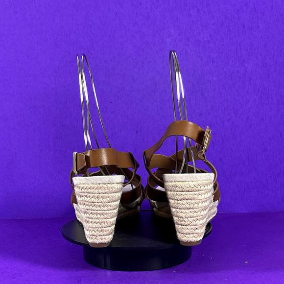 Cole Haan Honey Brown Leather Crystal Wedge‎ Sandals Women's Shoe Size 11 B - Picture 4 of 9